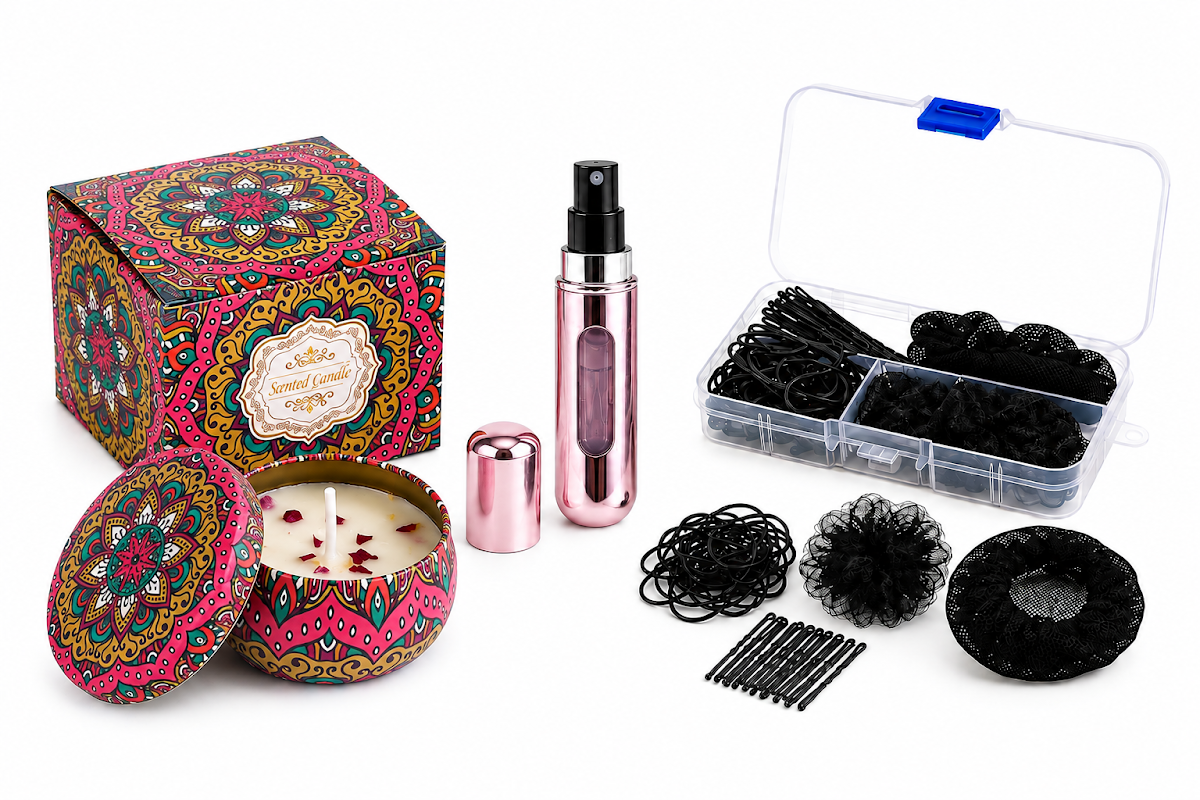 Ətir qabı + Aroma şam + Saç rezini (Set) - Travellab Shop